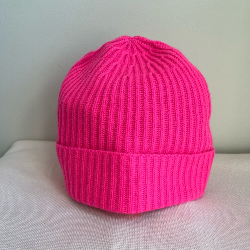 Hot Pink 100% Cashmere Ribbed Beanie - Ultra Soft!